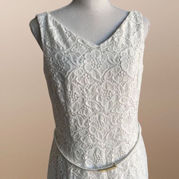 JONES OF NEW YORK white, knee length, lace dress - Picture 2 of 10